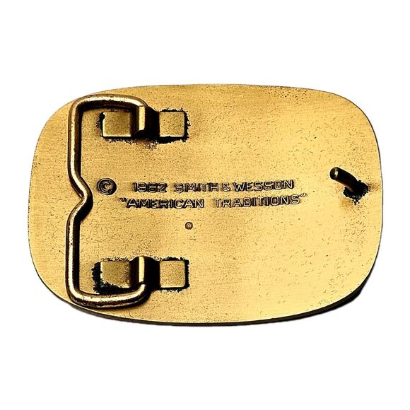 VTG SMITH & WESSON BRASS BELT BUCKLE EAGLE IN FLIGHT w LOGO #677 1980s BRAND NEW - Picture 4 of 9